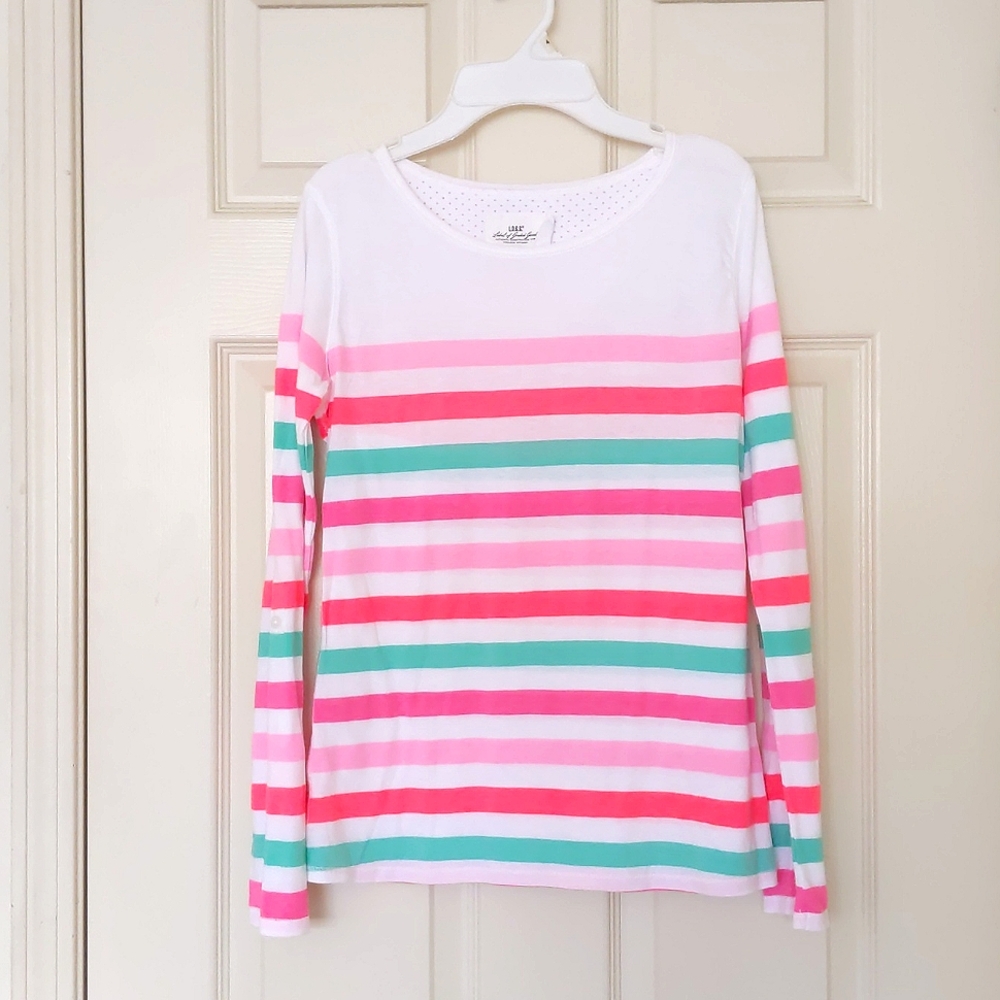 NWOT. H&M Cotton Blended Adjustable Long Sleeve Tee with colorful stripes.